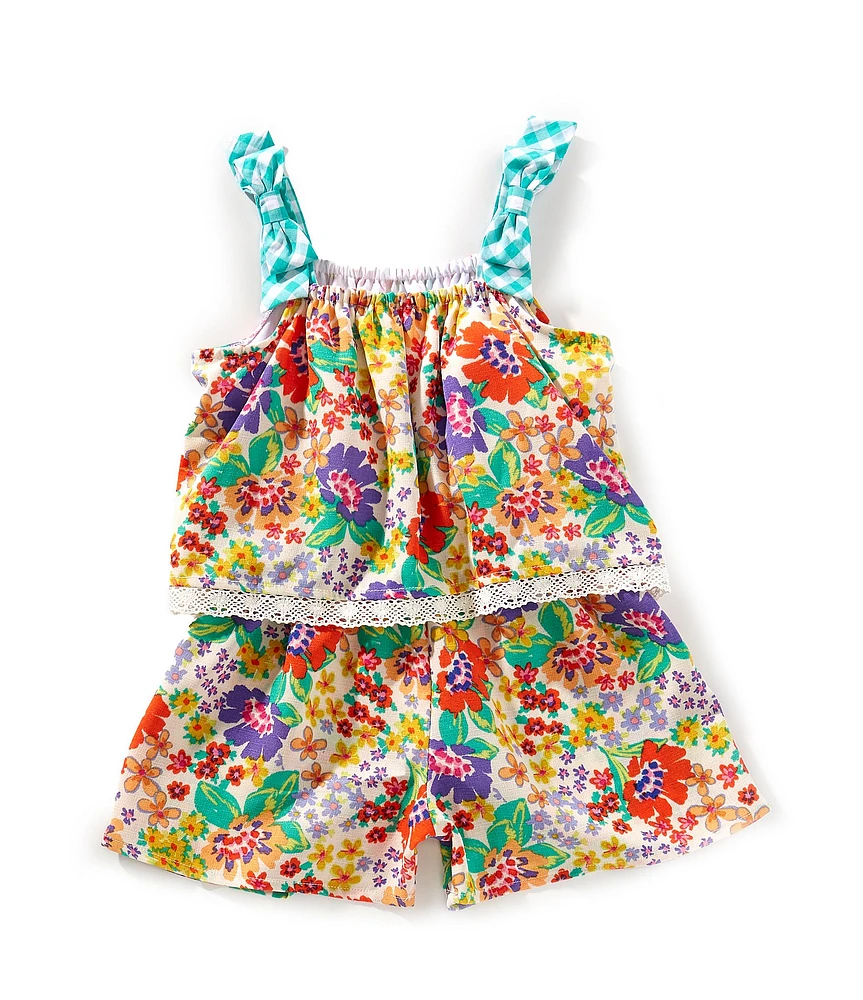 Bonnie Jean Little Girls Floral Popover Romper