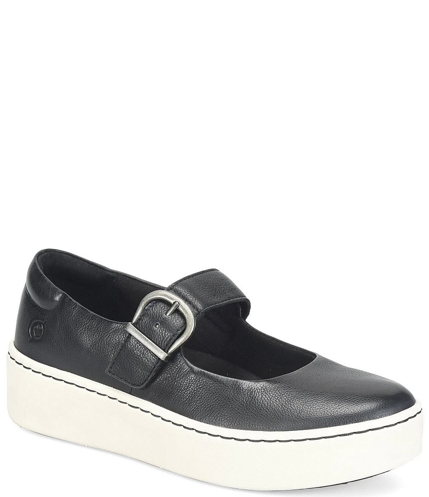 Born Mira Leather Platform Mary Jane Flats