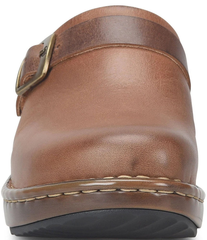 Born Tru Buckle Strap Detail Leather Clogs
