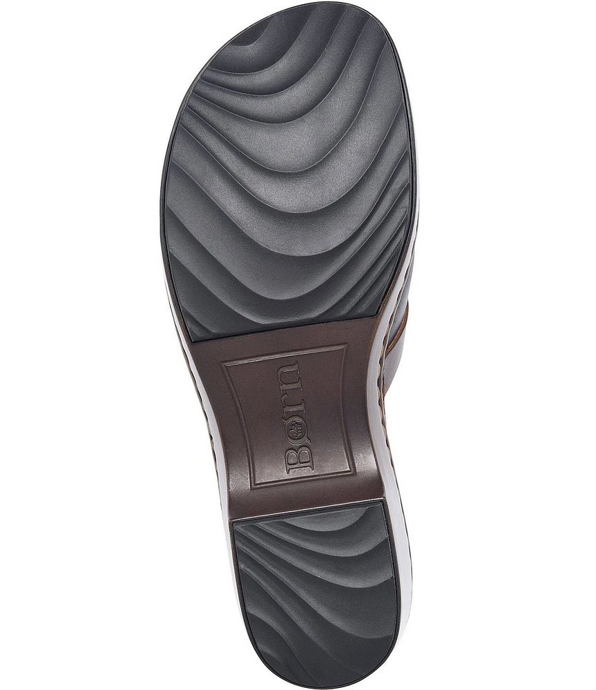 Born Tru Buckle Strap Detail Leather Clogs