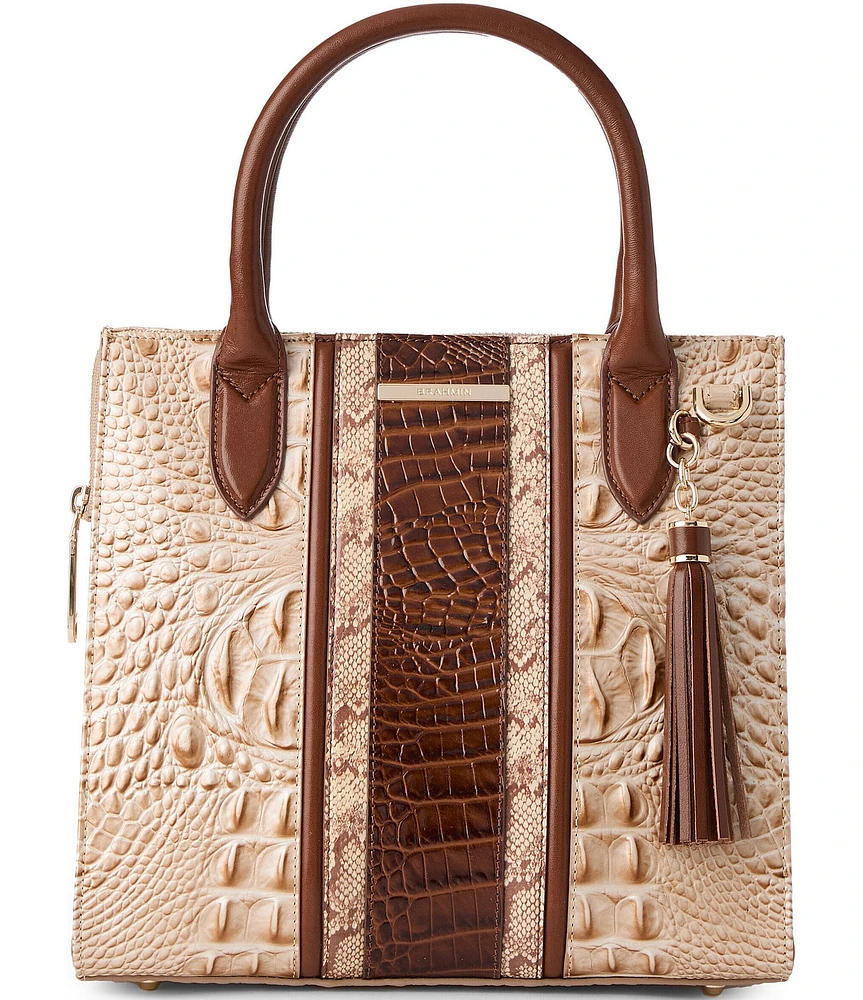 BRAHMIN Contour Pecan Ambrose Melbourne Small Caroline Satchel Bag