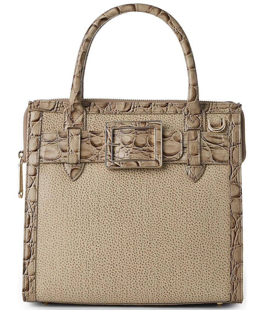 BRAHMIN Cumulus Collection Caroline Buckle Detail Contrast Trim Small Satchel Bag