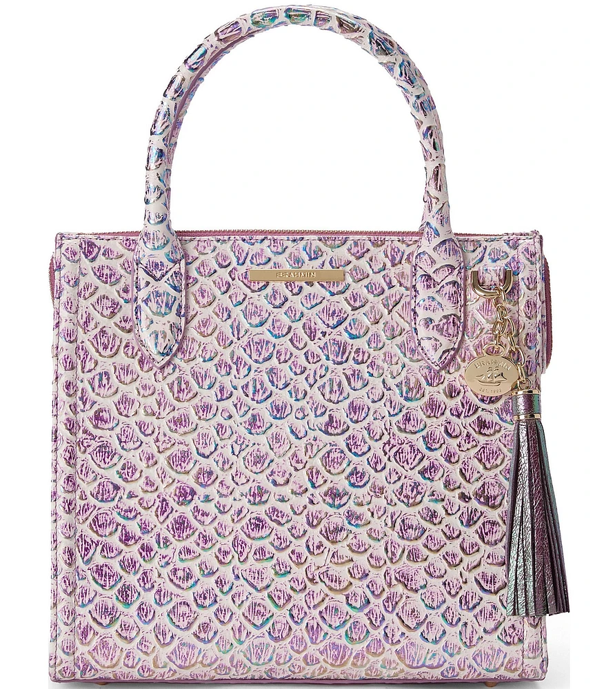 BRAHMIN Floralite Exotic Collection Small Caroline Satchel Bag