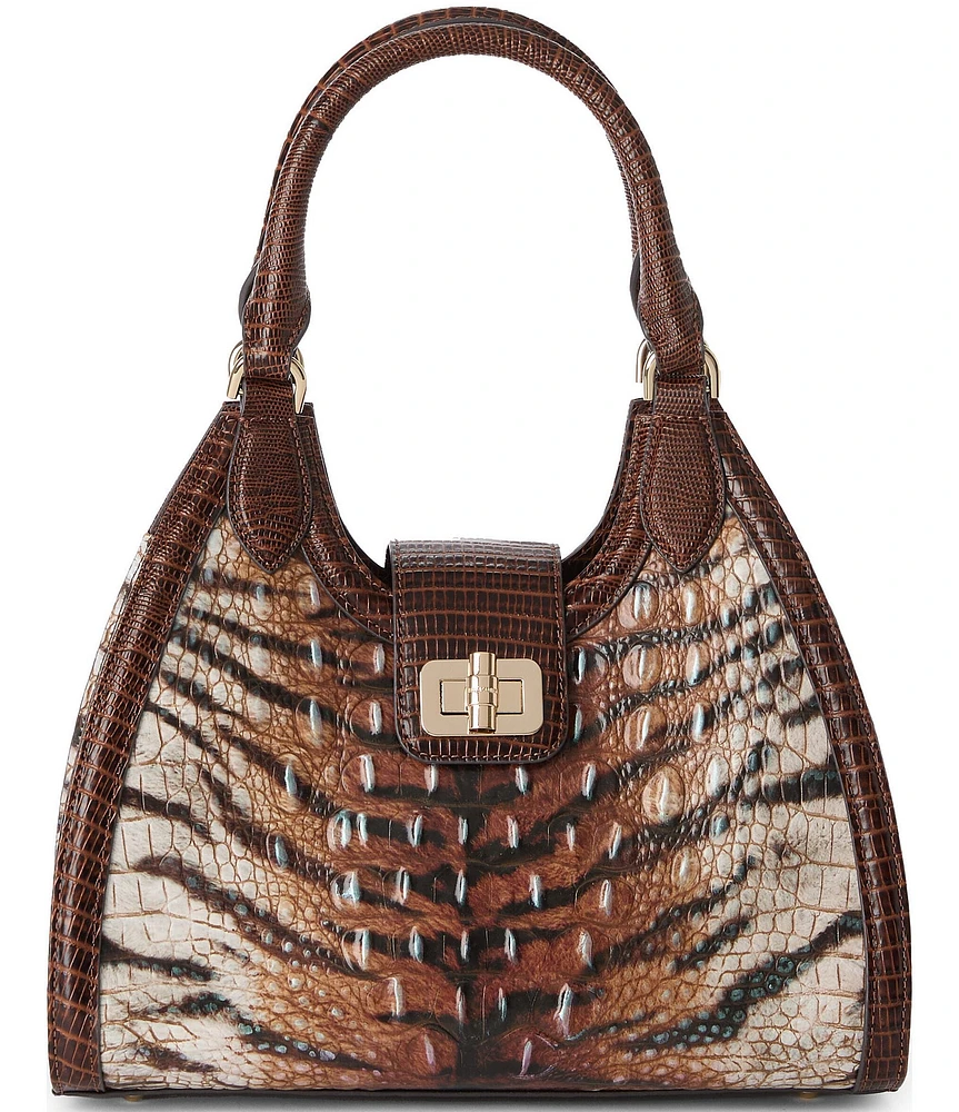BRAHMIN Hermosa Collection Contrast Trim Feline Adrian Satchel Bag