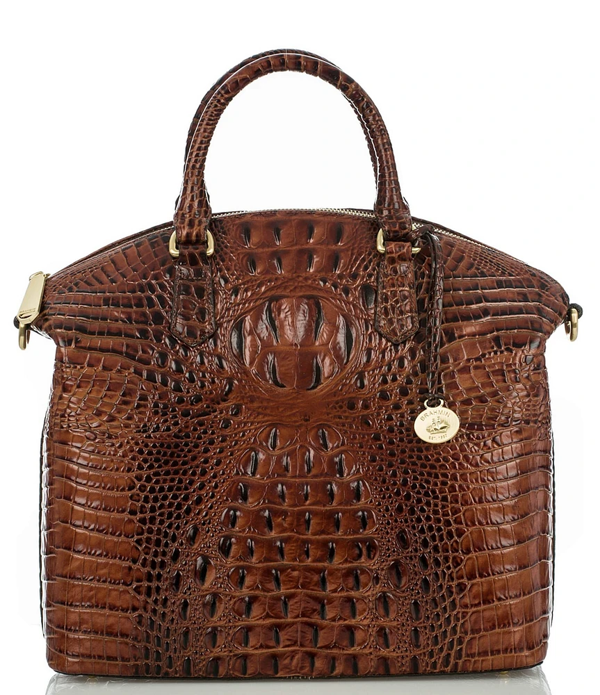 BRAHMIN Melbourne Collection Large Duxbury Crocodile-Embossed Dome Satchel Bag