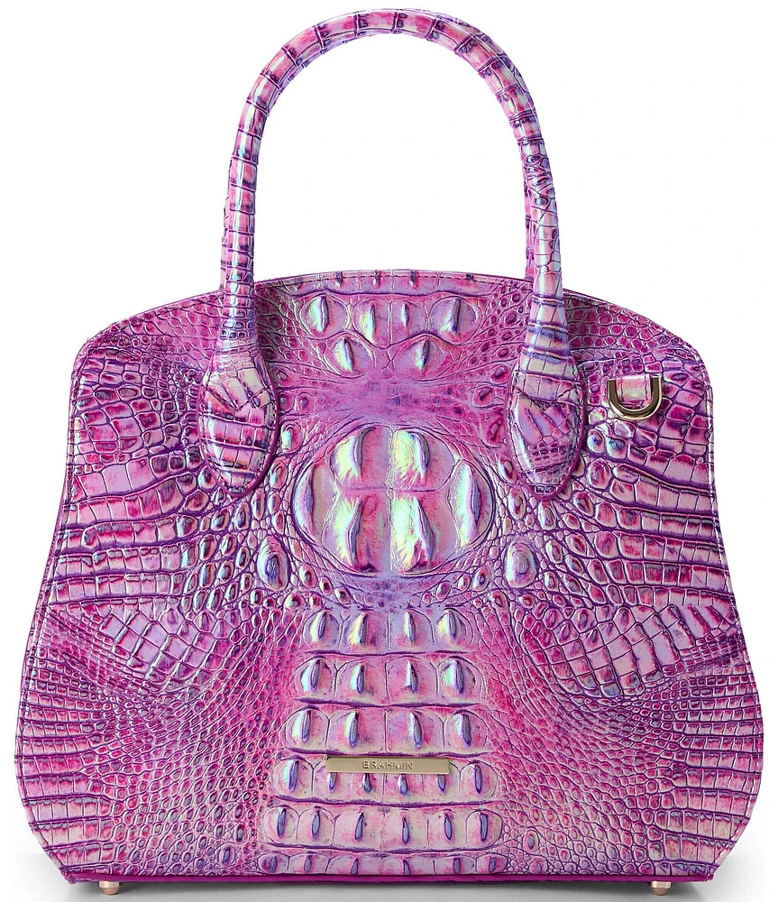 BRAHMIN Purple Iris Melbourne Collection Rosetta Iridescent Satchel Bag