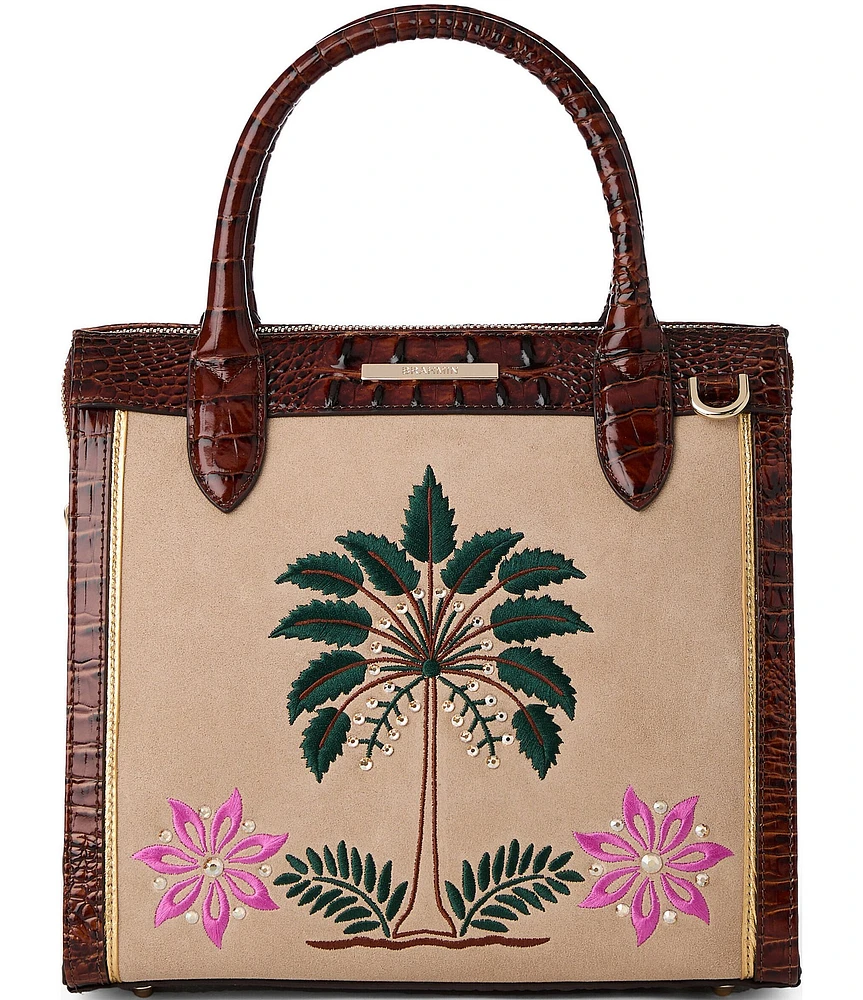 BRAHMIN Palawan Collection Pecan Small Caroline Satchel Bag