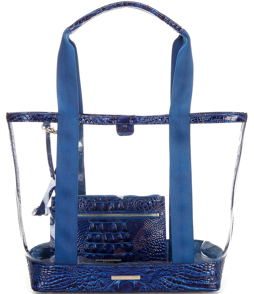 BRAHMIN Seagate Collection Affinity Brooke Clear Contrast Trim Tote Bag