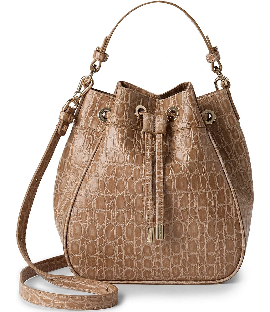 BRAHMIN Timeless Taupe Bayem Melinda Bucket Crossbody Bag