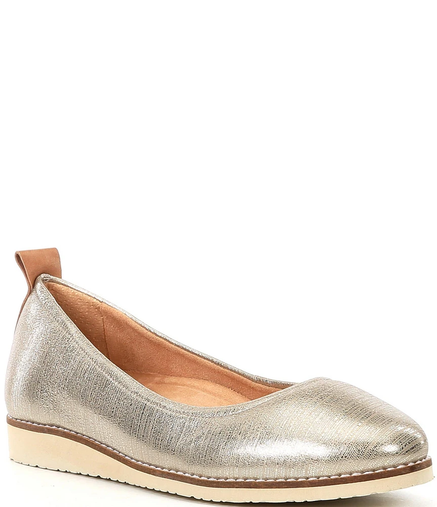 Brioso Emmaline Metallic Leather Wedge Ballet Flats