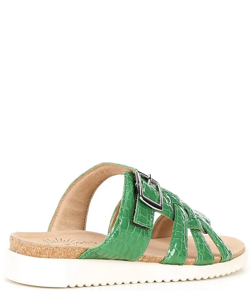 Brioso Haddon Patent Leather Crocodile Asymmetrical Sandals