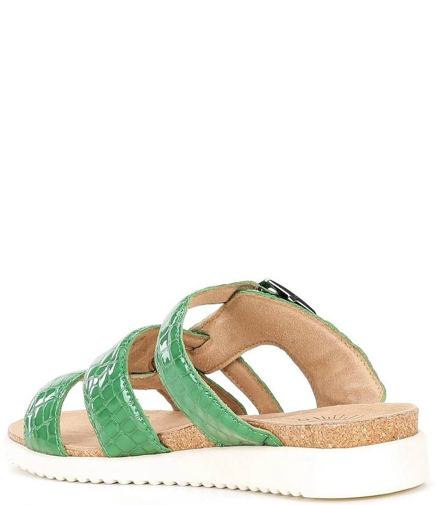 Brioso Haddon Patent Leather Crocodile Asymmetrical Sandals