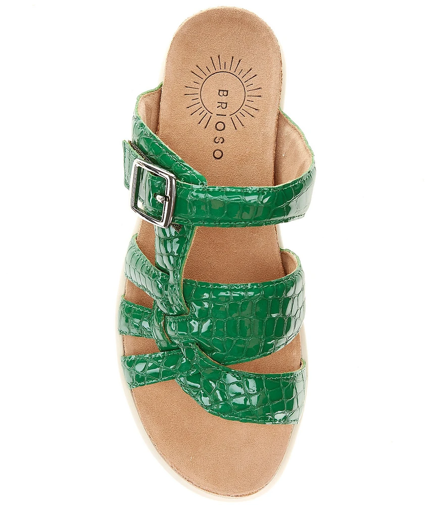 Brioso Haddon Patent Leather Crocodile Asymmetrical Sandals