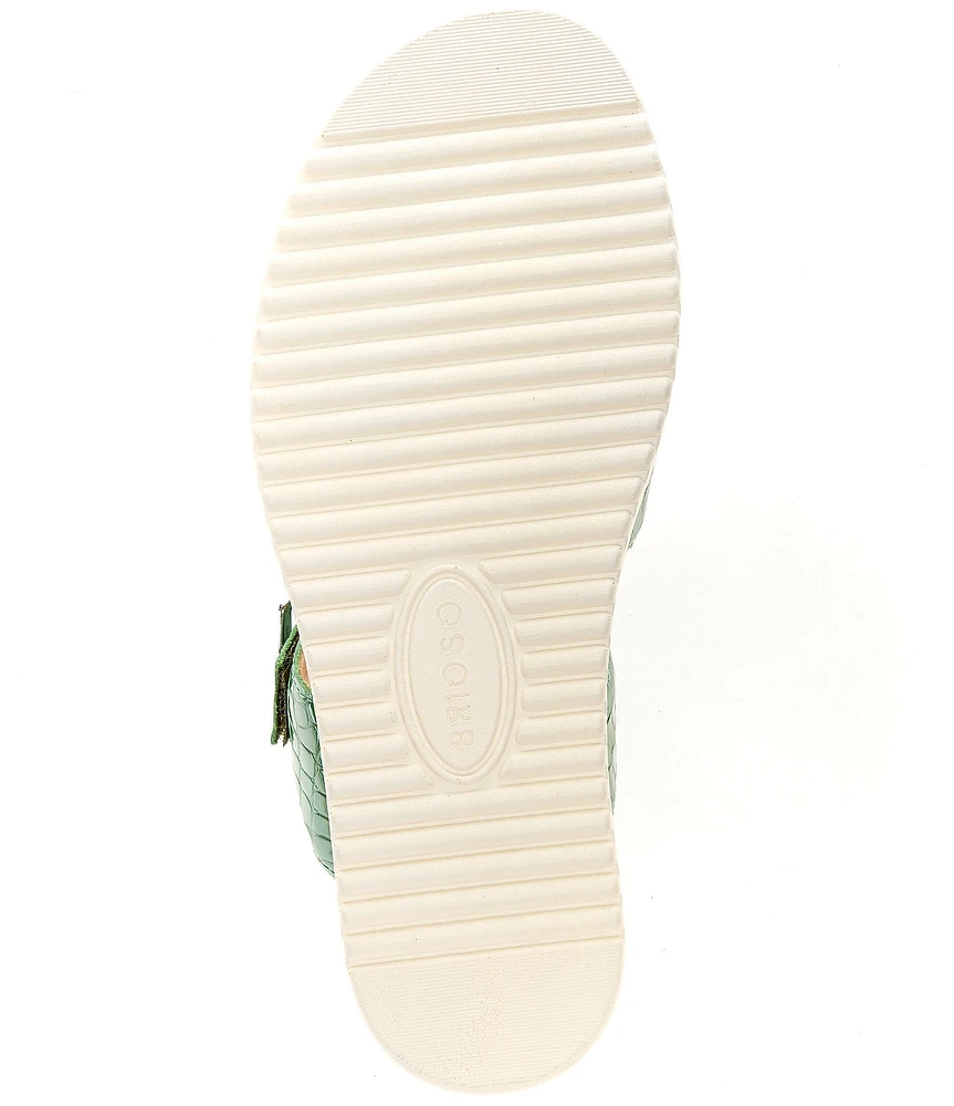 Brioso Haddon Patent Leather Crocodile Asymmetrical Sandals