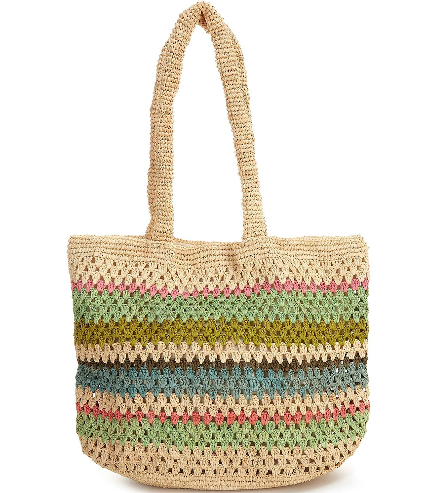 Btb Los Angeles Lily Straw Striped Tote Bag