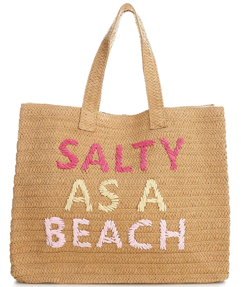 Btb Los Angeles Salty As A Beach Straw Tote Bag