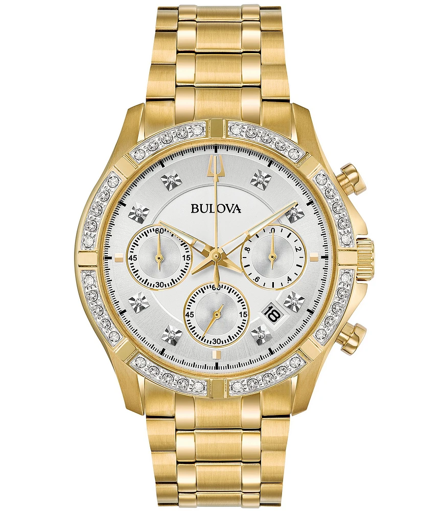 Bulova Men's Diamond Accent Chronograph Gold Stainless Steel Bracelet Watch