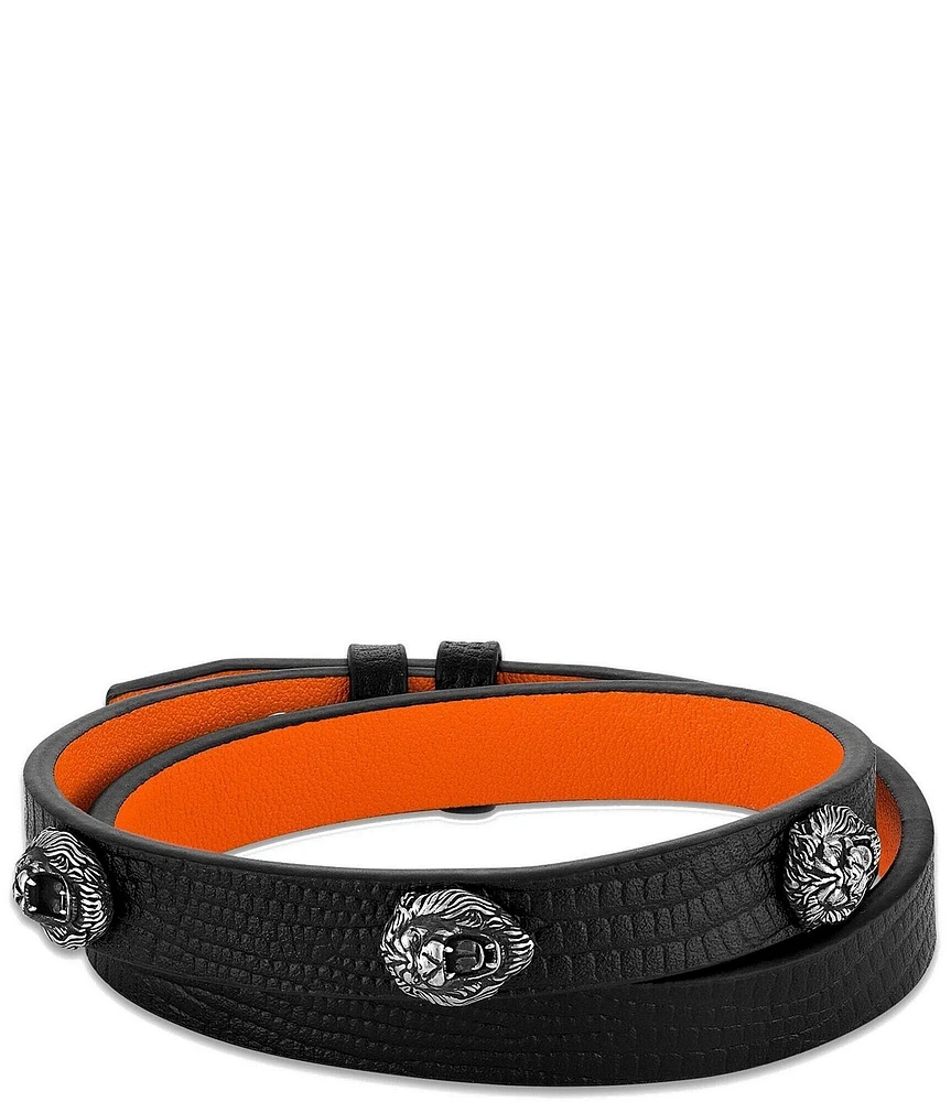 Bulova Men's Double Leather Wrap Line Bracelet