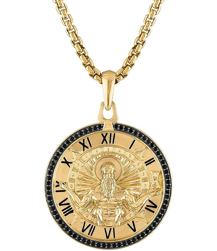 Bulova Men's Gold Tone Sterling Silver Long Double Sided Pendant Necklace