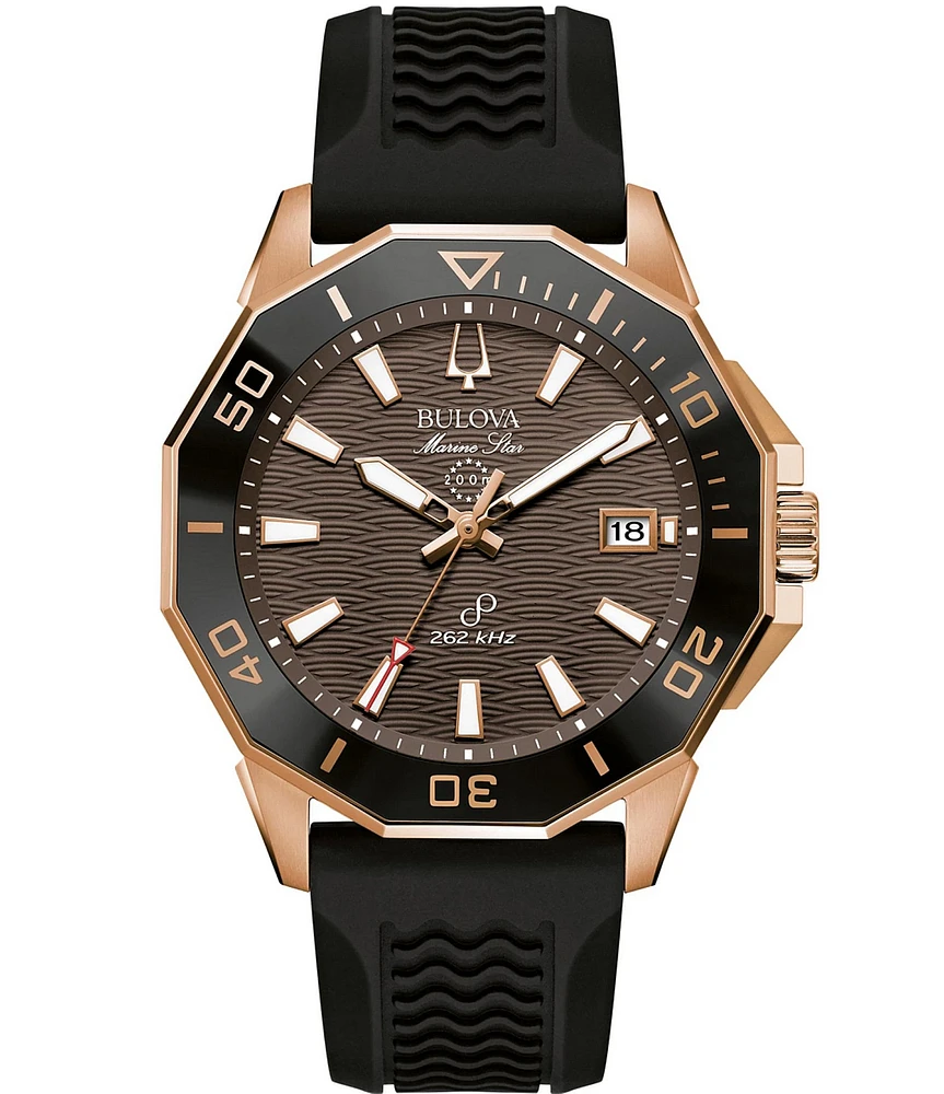 Bulova Men's Marine Star Precisionist Mechanical Automatic Black Silicone Strap Watch