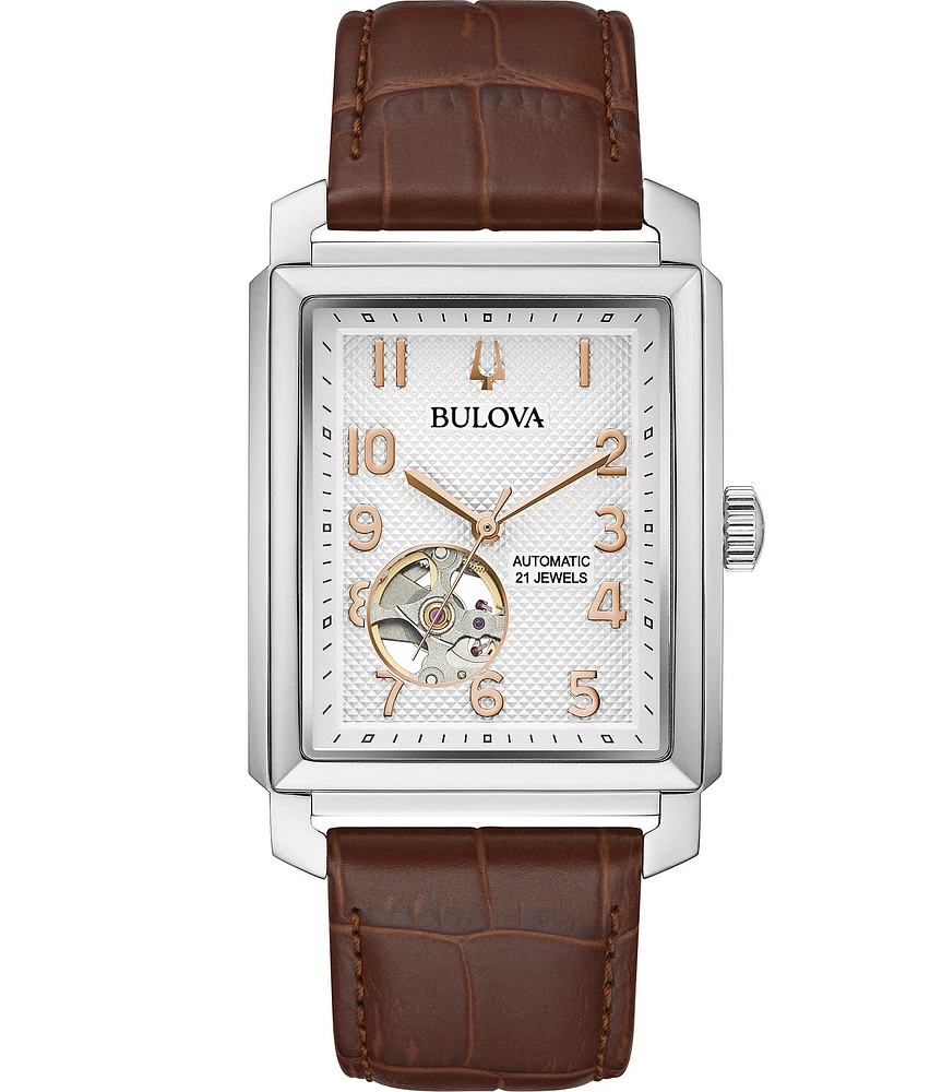 Bulova Men's Sutton Classic Automatic Brown Leather Strap Watch