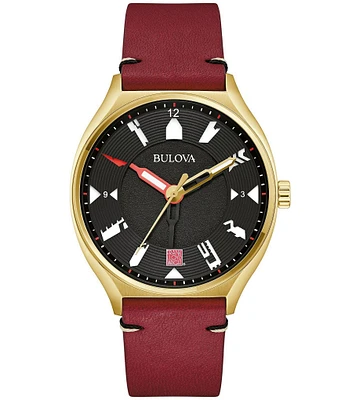 Bulova Women's Frank Lloyd Wright Three Hand Burgundy Leather Strap Watch