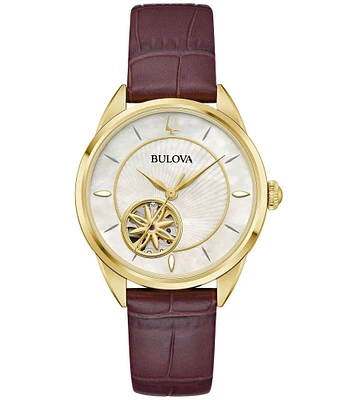 Bulova Women's Sutton Automatic Brown Leather Strap Watch