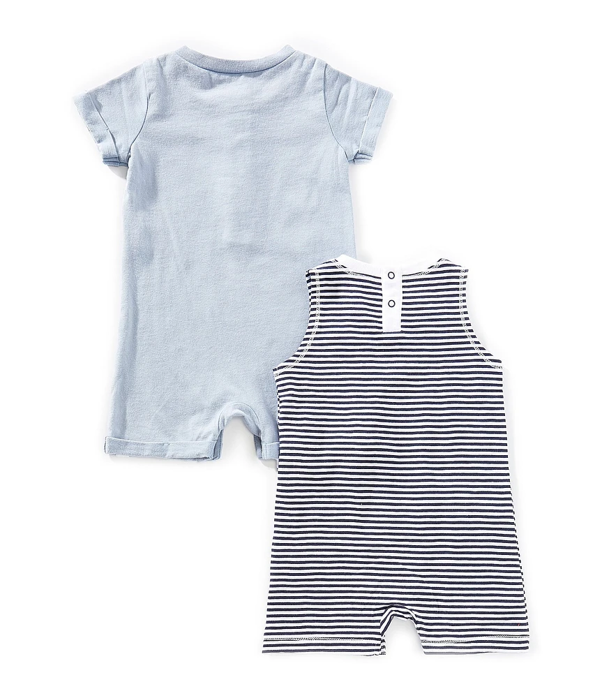 Burt's Bees Baby Boys Classic Stripe & Solid Romper 2-Piece Set