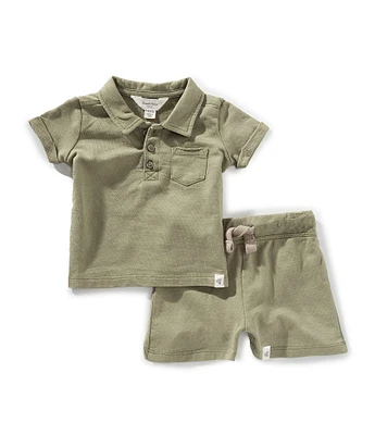 Burt's Bees Baby Boys Short Sleeve Polo Top & Shorts Set