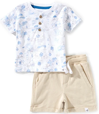 Burt's Bees Baby Boys Short-Sleeve Printed T-Shirt & Solid Shorts Set