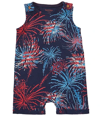 Burt's Bees Baby Boys Sleeveless Allover Printed Celebrate America Romper