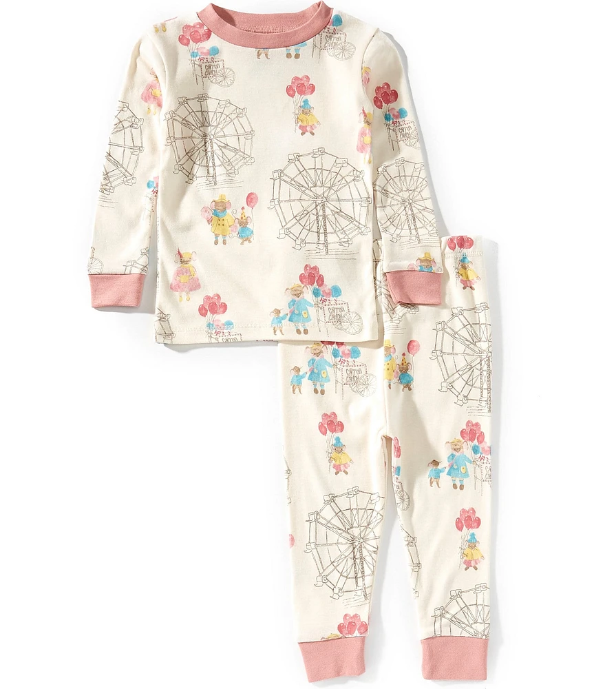 Burt's Bees Baby Girls Long Sleeve Fall Carnival Pajama Top & Matching Pajama Pant Set