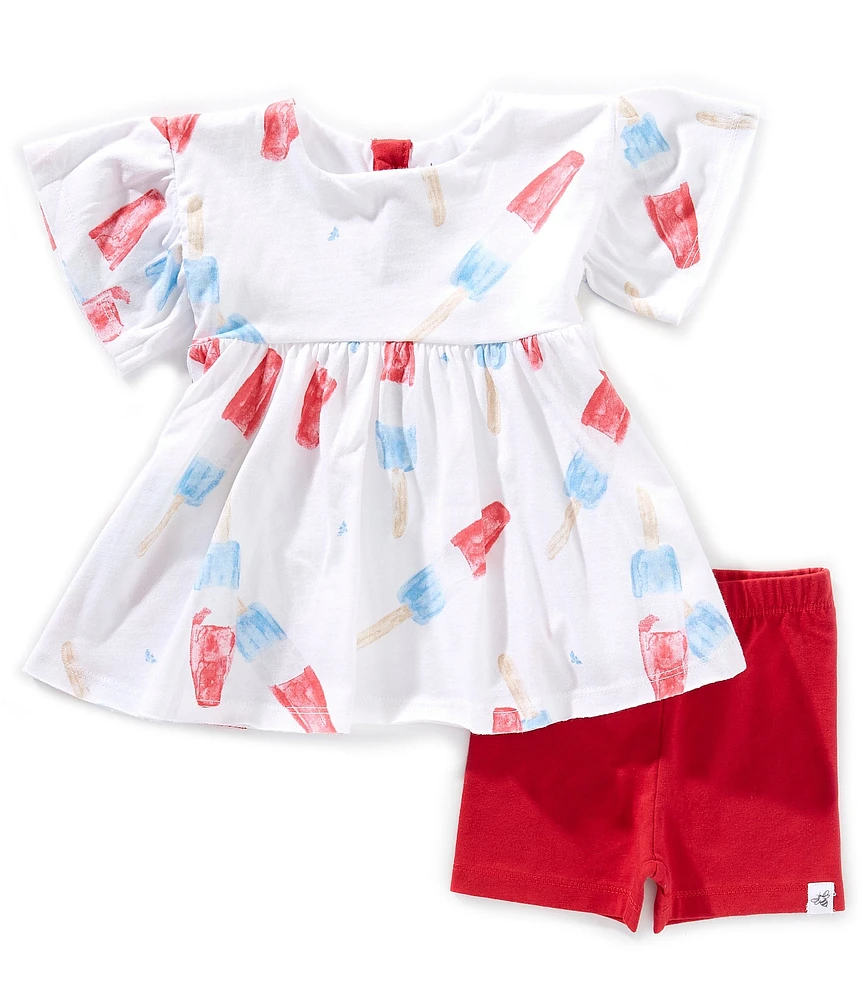 Burt's Bees Baby Girls Bell Sleeves Rocket Pop Top & Short Set