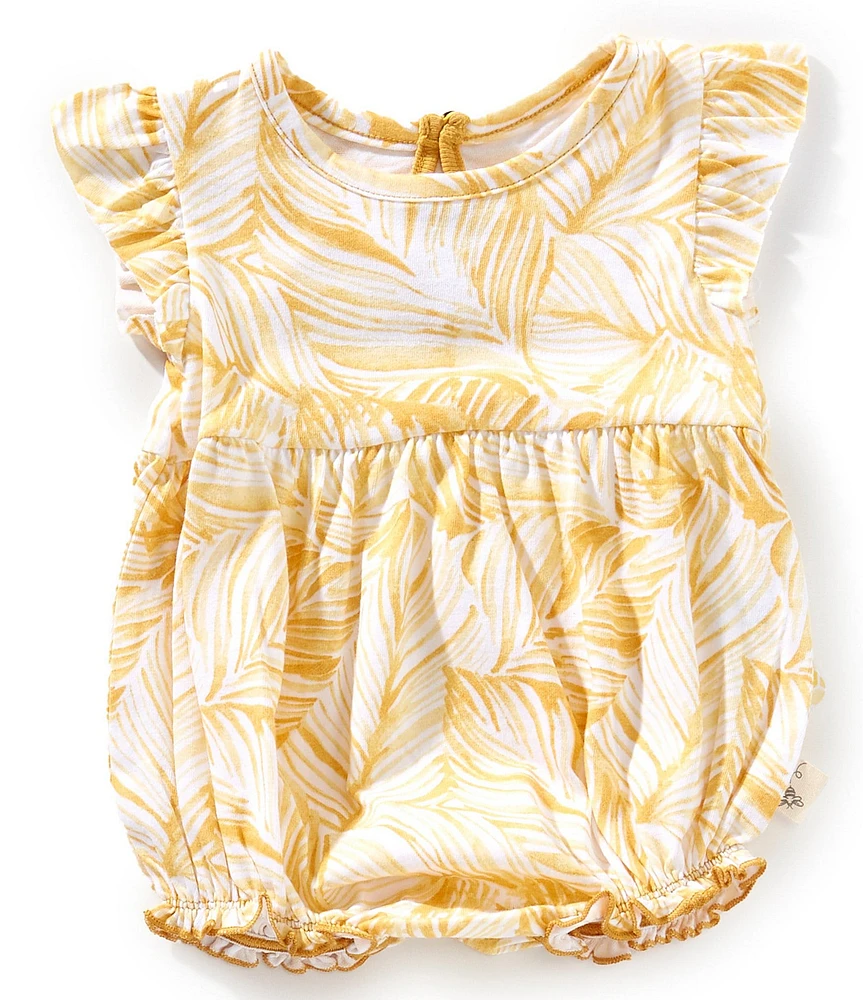 Burt's Bees Baby Girls Flutter Sleeves Leafy Jungle Bodysuit
