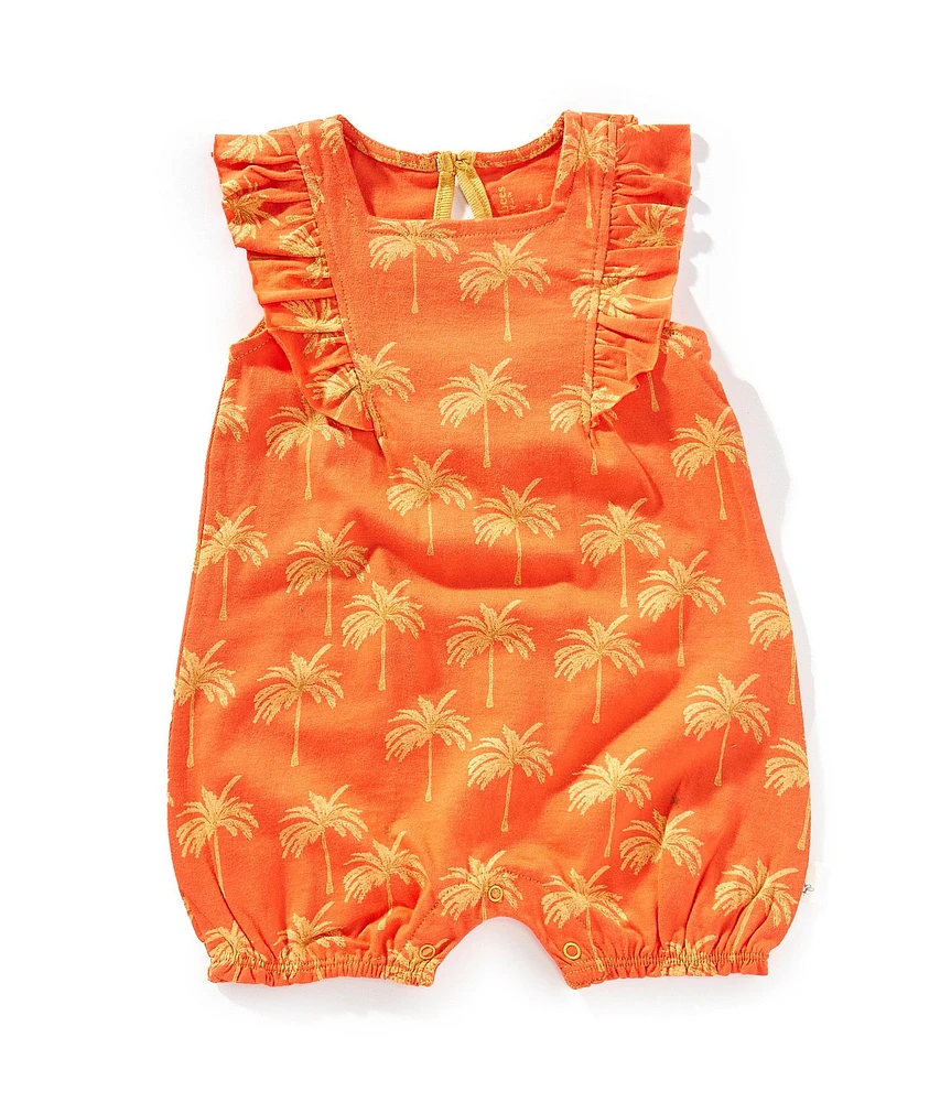Burt's Bees Baby Girls Short Sleeve Golden Palms Romper