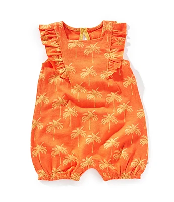 Burt's Bees Baby Girls Short Sleeve Golden Palms Romper