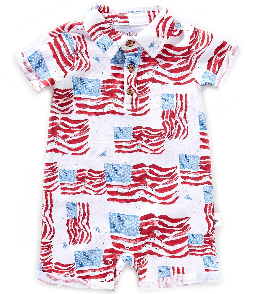 Burt's Bees Baby Short Sleeve Americana Majestic Flags Romper