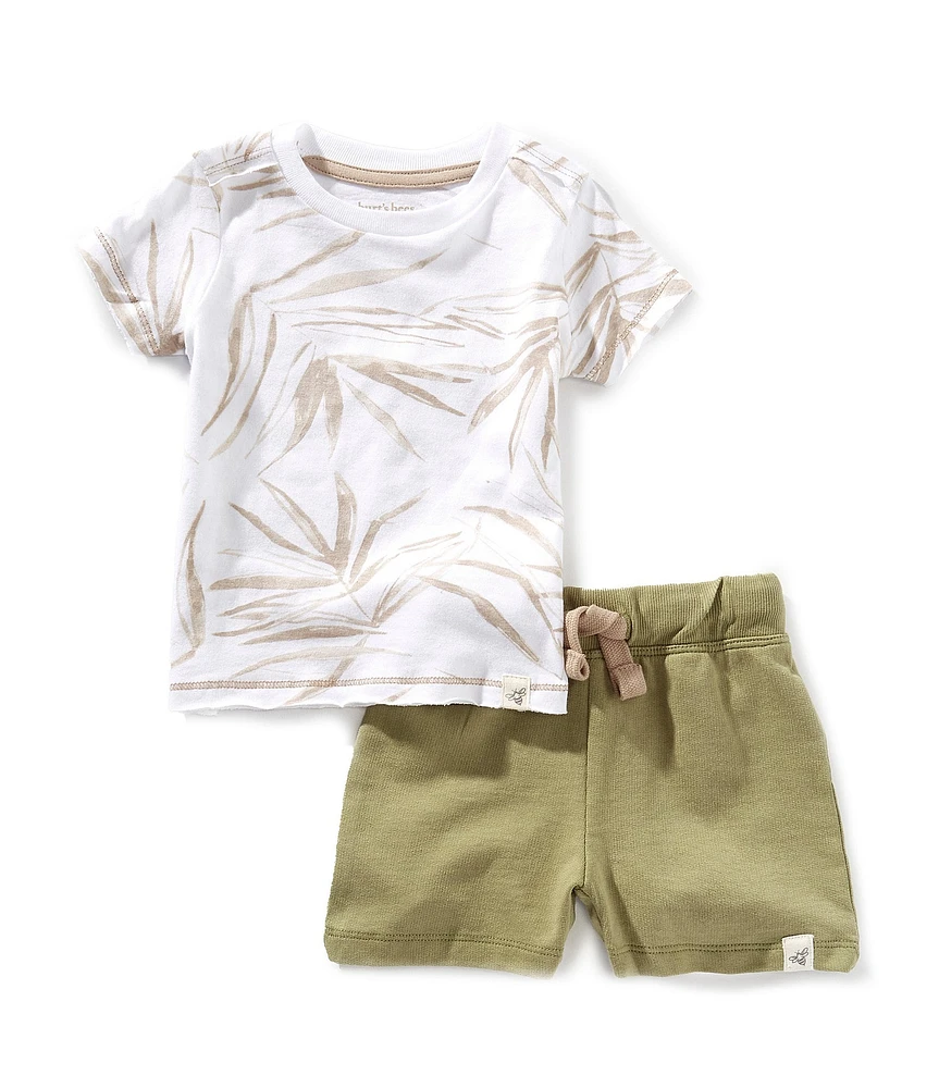Burt's Bees Little Boys Short Sleeve Sandy Palms Printed T-Shirt & Solid Shorts Set