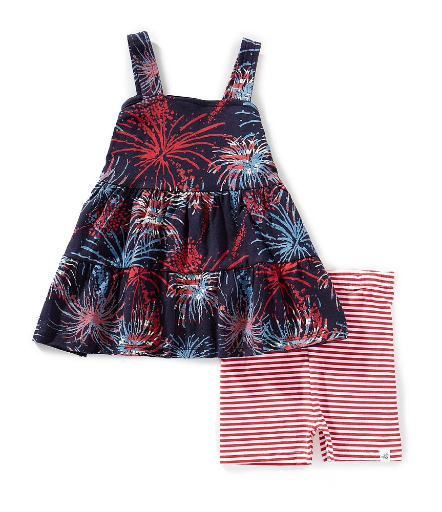 Burt's Bees Little Girls Sleeveless Celebrate America Racerbak Tank Top & Coordinating Shorts Set
