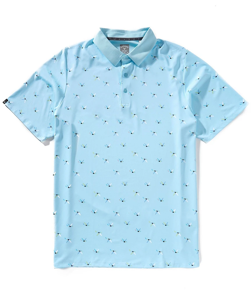Callaway Allover Birdie Print Short Sleeve Polo Shirt