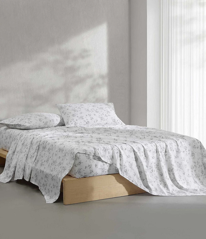 Calvin Klein Abstract Floral Printed Cotton Sateen Sheet Set