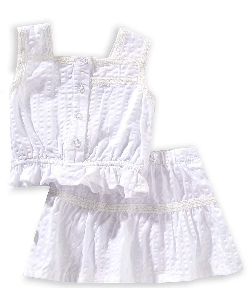 Calvin Klein Baby Girls Sleeveless Eyelet-Embroidered Tank Top & Matching Skirt Set