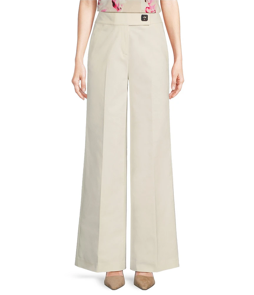Calvin Klein Cotton Blend Wide Leg Pants