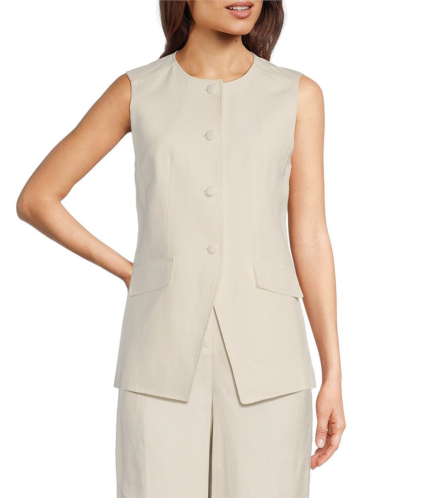 Calvin Klein Linen Blend Button Front Vest