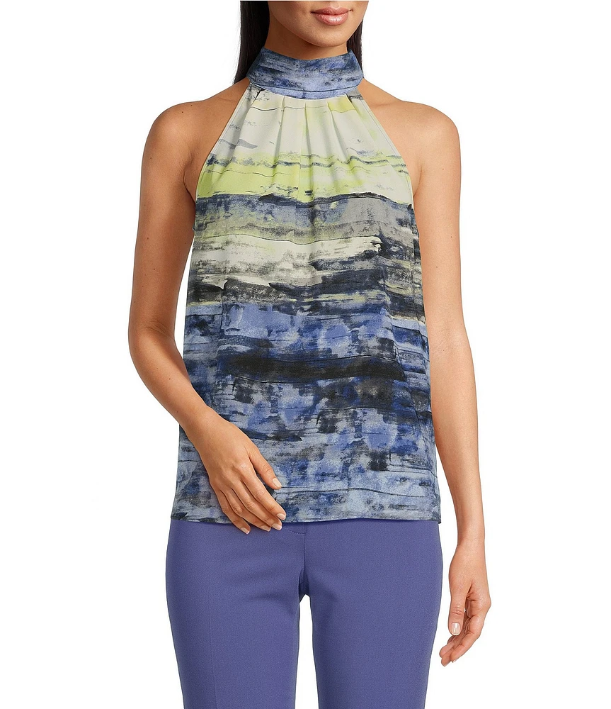 Calvin Klein Printed Georgette Halter Neck Sleeveless Blouse