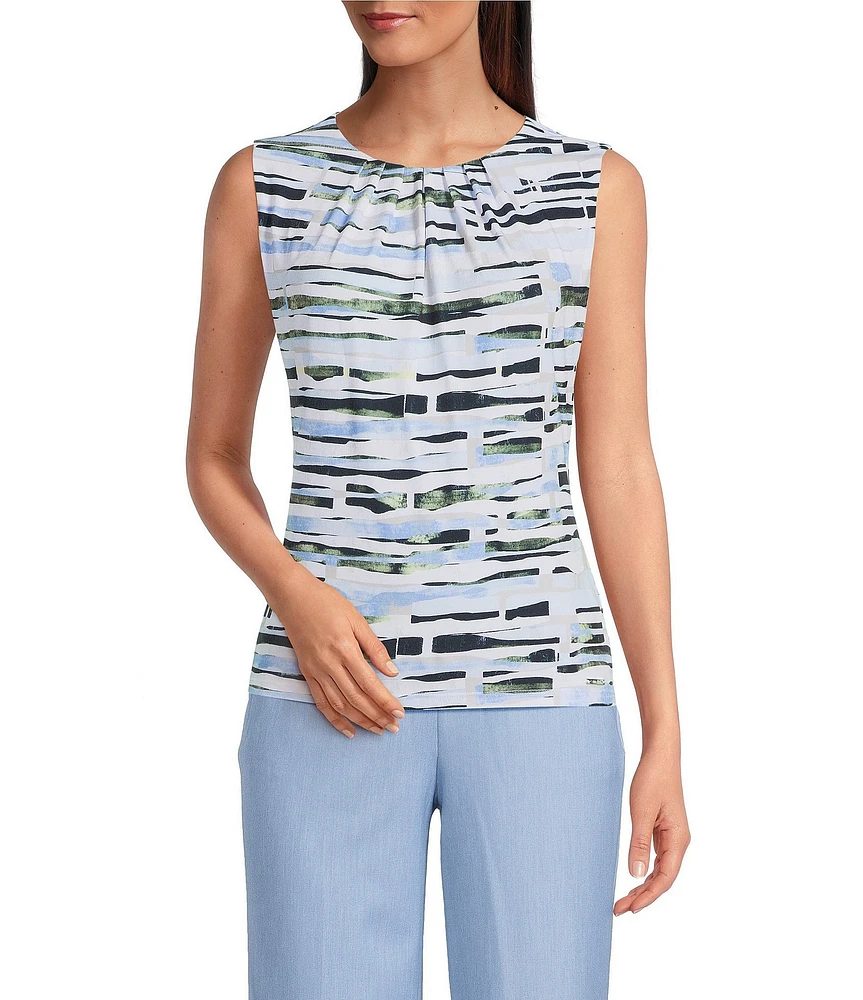 Calvin Klein Printed Sleeveless Pleat Neck Cami