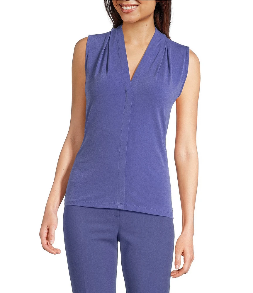Calvin Klein Solid Matte Jersey V-Neck Sleeveless Fitted Cami