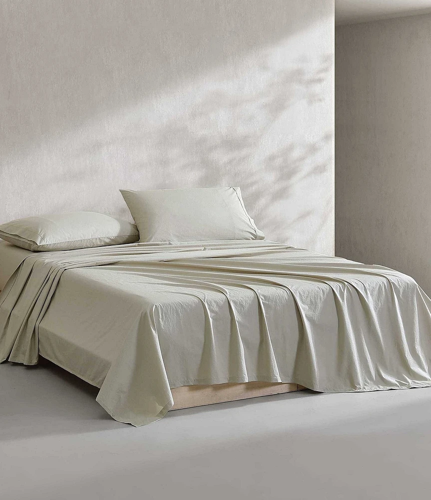 Calvin Klein Solid Washed Cotton Percale Sheet Set