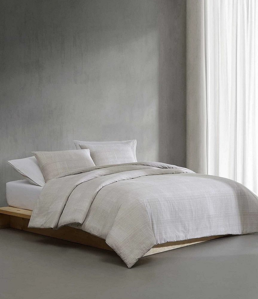 Calvin Klein Textural Rib Cotton Sateen Duvet Cover Mini Set