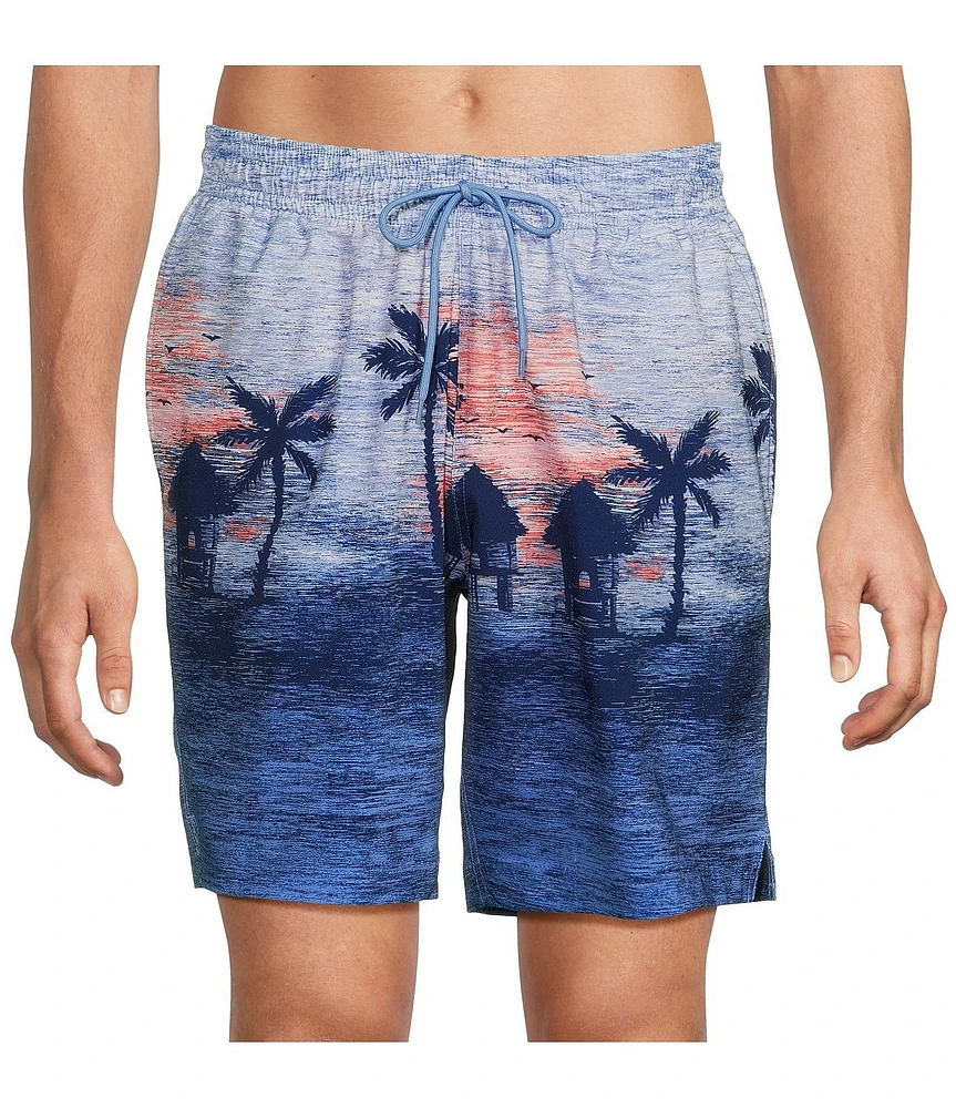 Caribbean Beach Scene 8#double; Swim Trunks